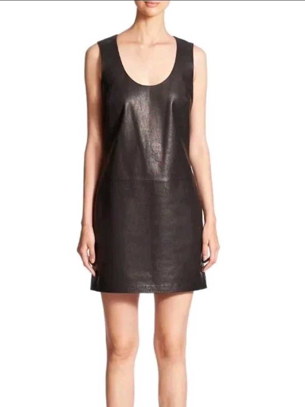 Polo Ralph Lauren 100% Leather Mini Dress Overall Shift Dress Size 4